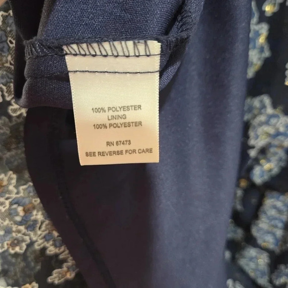 Taylor 6 Floral Chiffon Off Shoulder 3/4 Sleeve Long Maxi Dress Blue Gold Small - Picture 10 of 10